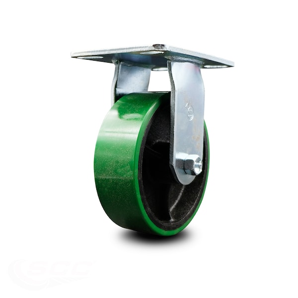 6 Inch Heavy Duty Green Poly on Cast Iron Rigid Caster with Ball Bearing SCC